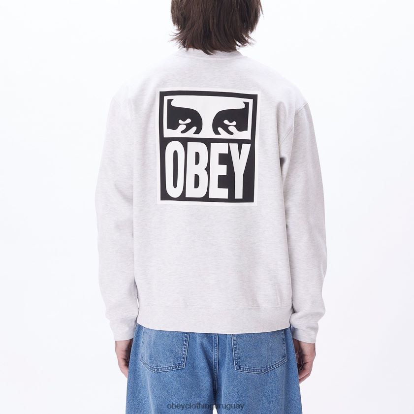 OBEY cuero gris hombres icono de ojos cuello redondo premium 28XT8J1043