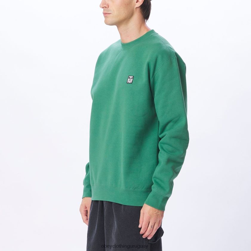 OBEY hoja de palma hombres parche de icono extra pesado cuello redondo 28XT8J1003