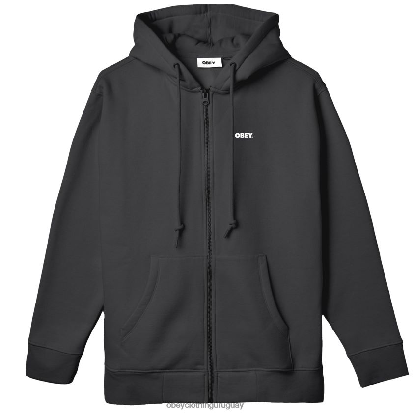 OBEY negro hombres capucha con cremallera premium audaz 28XT8J986
