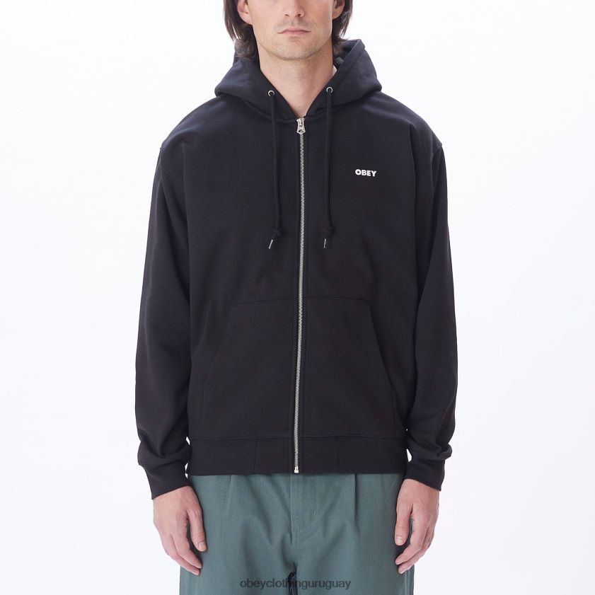 OBEY negro hombres capucha con cremallera premium audaz 28XT8J986
