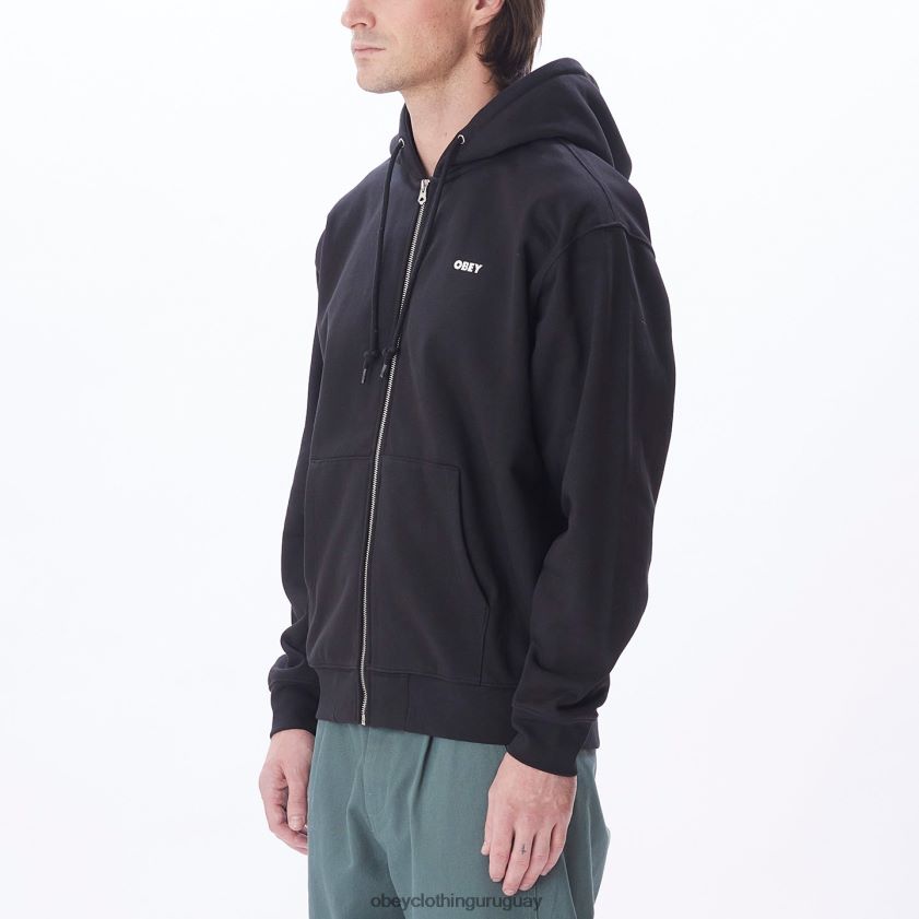 OBEY negro hombres capucha con cremallera premium audaz 28XT8J986