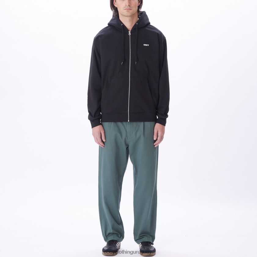 OBEY negro hombres capucha con cremallera premium audaz 28XT8J986