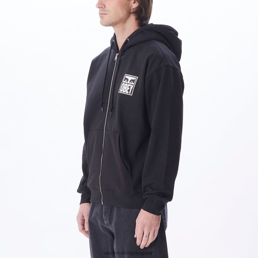 OBEY negro hombres capucha con cremallera premium con icono de ojos 28XT8J988