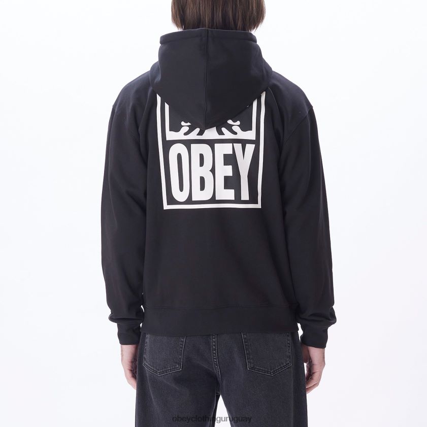 OBEY negro hombres capucha con cremallera premium con icono de ojos 28XT8J988