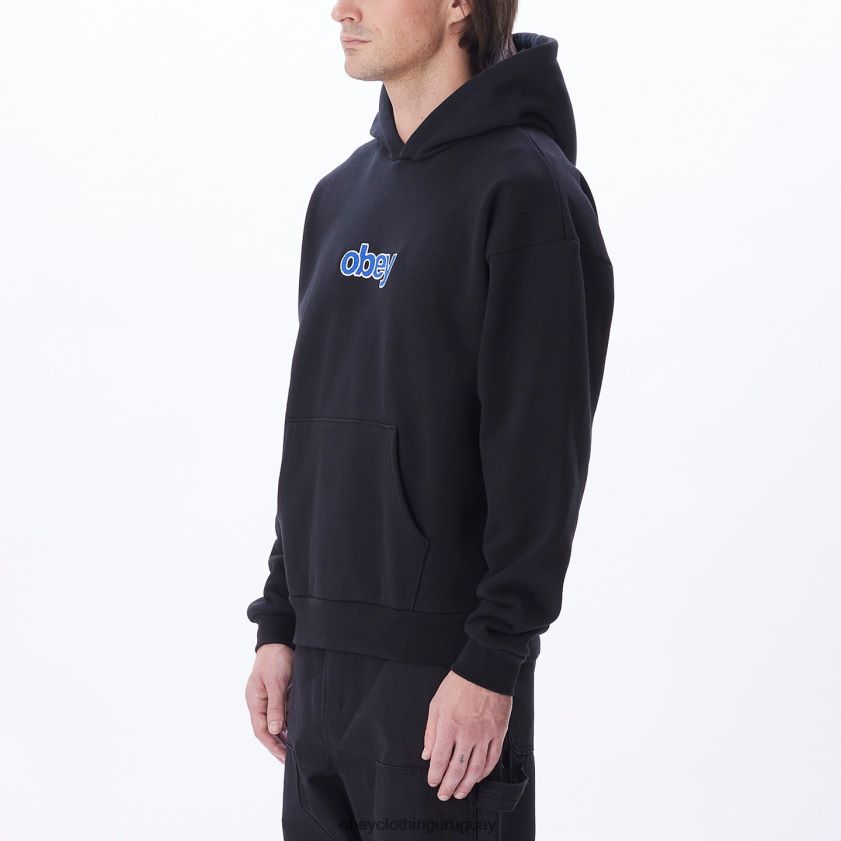 OBEY negro hombres capucha tipo jersey apilada extra pesada 28XT8J996
