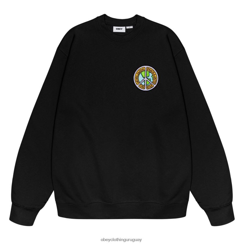 OBEY negro hombres cuello redondo paz y unidad 28XT8J1046