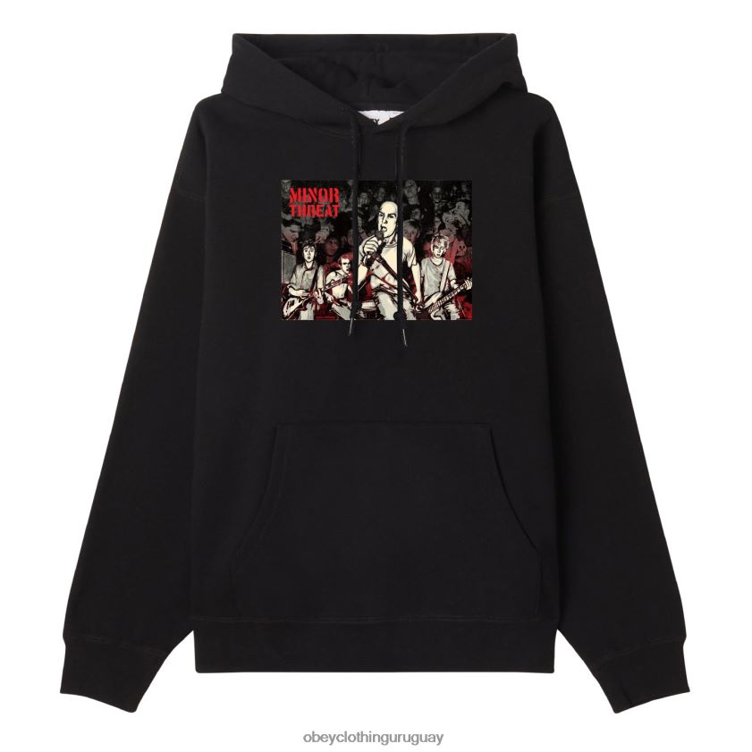 OBEY negro hombres g.e.f x solo una amenaza menor sudadera con capucha 28XT8J1030
