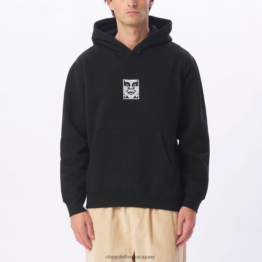 OBEY negro hombres sudadera con capucha extra pesada Icon 28XT8J993