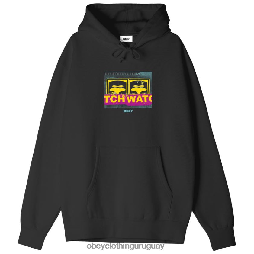 OBEY negro hombres sudadera con capucha premium de vigilancia vecinal 28XT8J1024