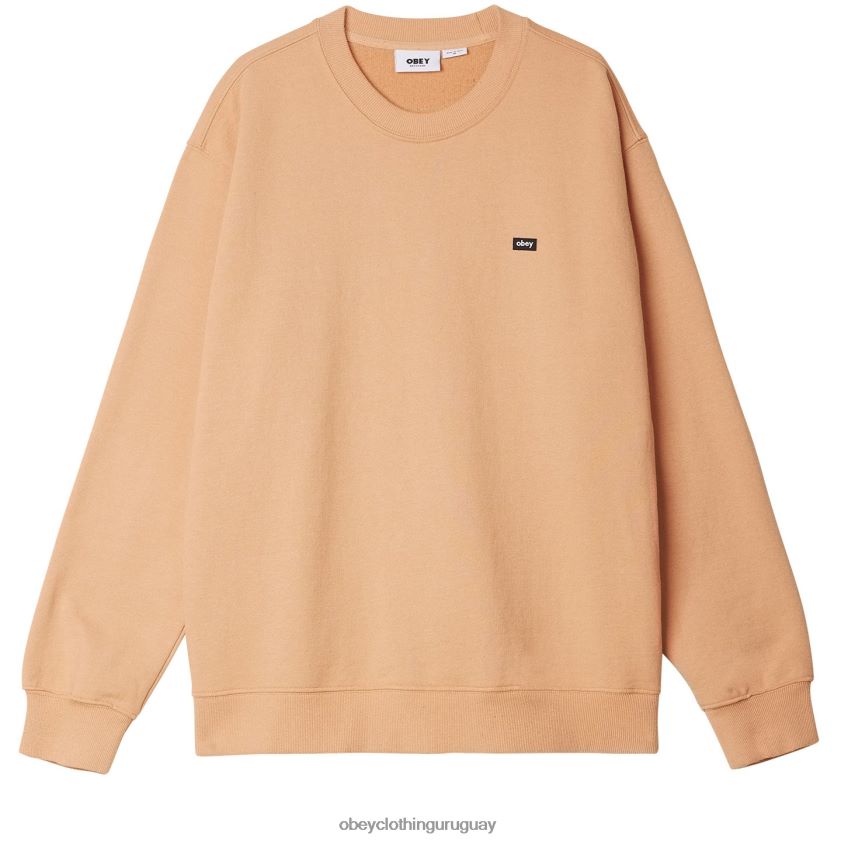 OBEY pigmento de coral al atardecer hombres cuello redondo pesado reciclado atemporal 28XT8J1004