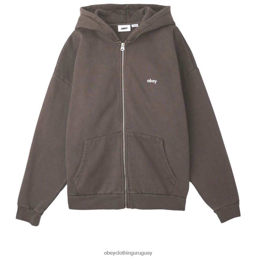OBEY pigmento marrón java hombres capucha con cremallera pigmentada en minúsculas 28XT8J979
