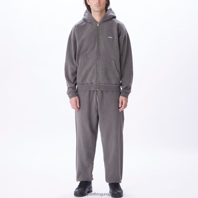 OBEY pigmento negro digital hombres capucha con cremallera pigmentada en minúsculas 28XT8J978
