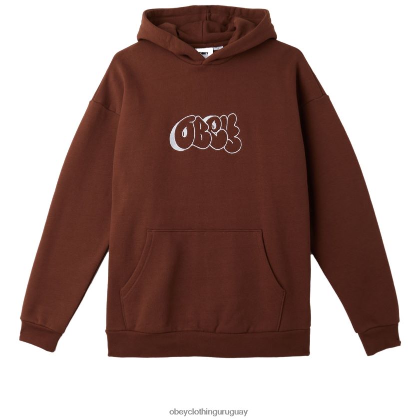 OBEY sepia hombres grabar capucha extra pesada 28XT8J997