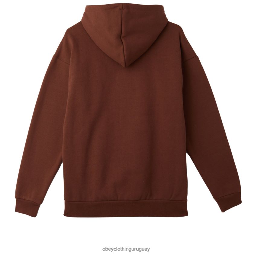 OBEY sepia hombres grabar capucha extra pesada 28XT8J997