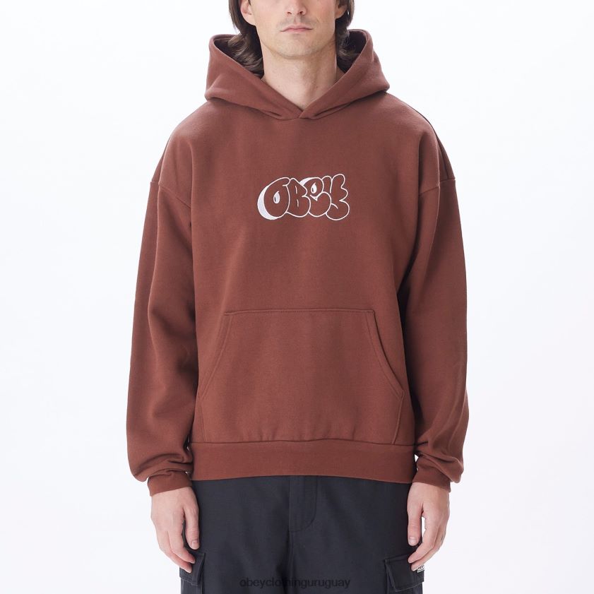 OBEY sepia hombres grabar capucha extra pesada 28XT8J997