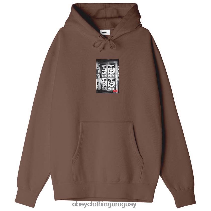 OBEY sepia hombres sudadera con capucha con ajuste de caja de fotos con icono 28XT8J1028