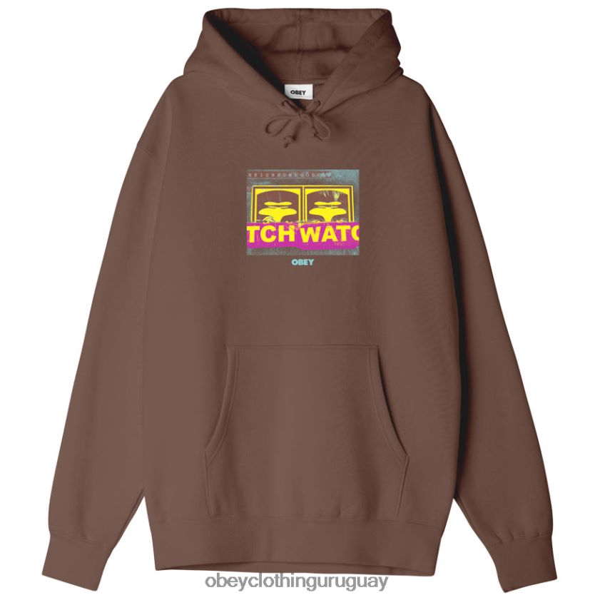 OBEY sepia hombres sudadera con capucha premium de vigilancia vecinal 28XT8J1025