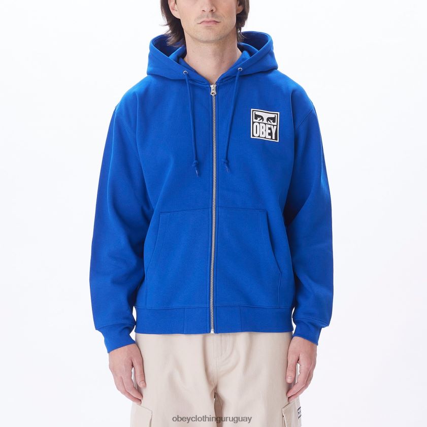 OBEY surf azul hombres capucha con cremallera premium con icono de ojos 28XT8J989