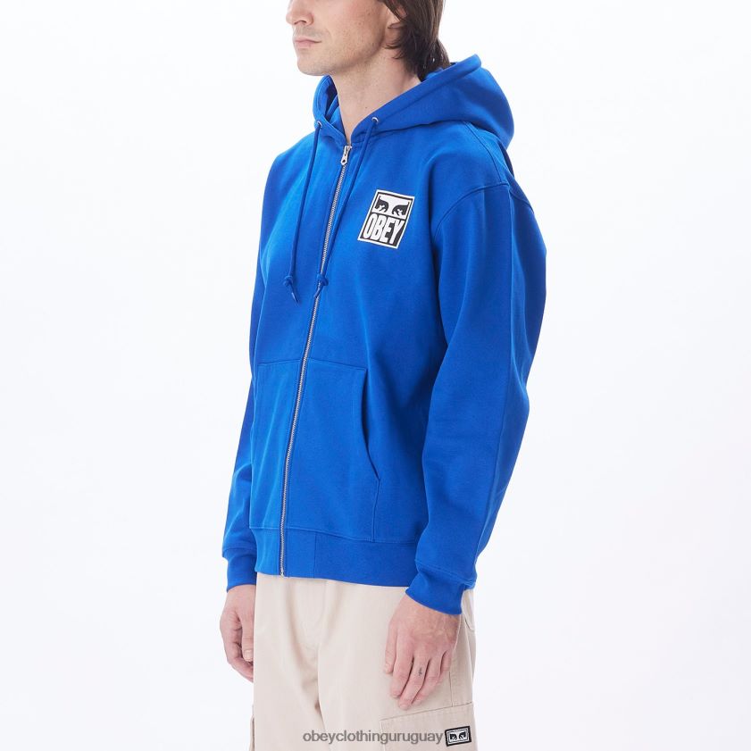 OBEY surf azul hombres capucha con cremallera premium con icono de ojos 28XT8J989