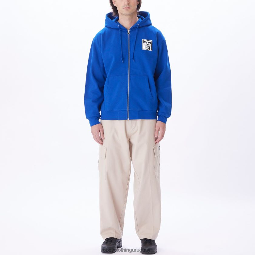OBEY surf azul hombres capucha con cremallera premium con icono de ojos 28XT8J989