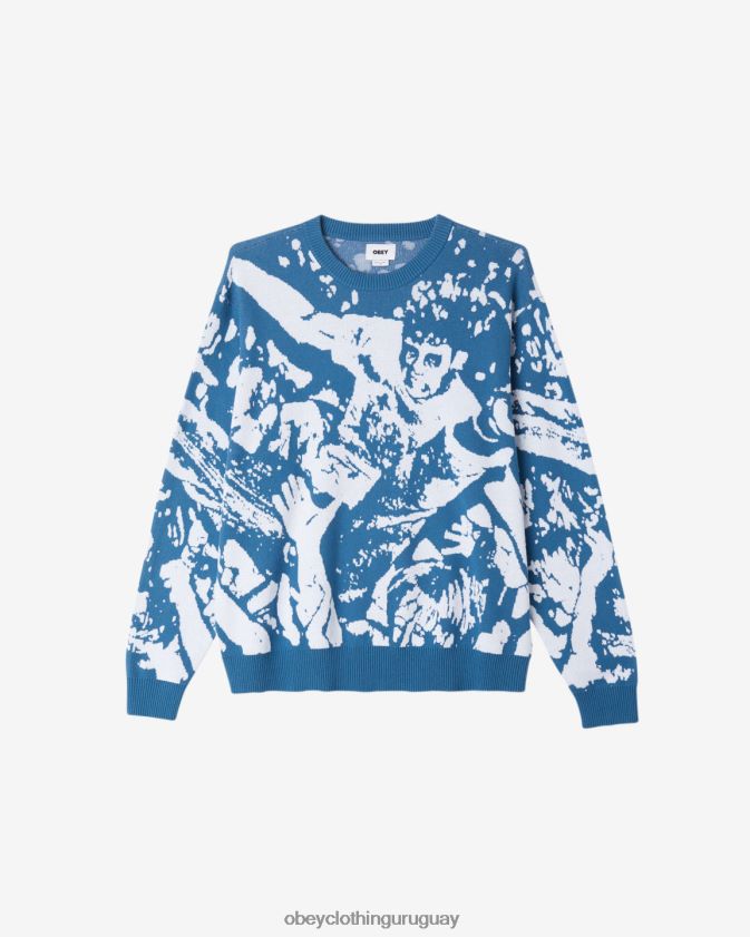 OBEY corona azul multi hombres suéter de surf multitud 28XT8J269