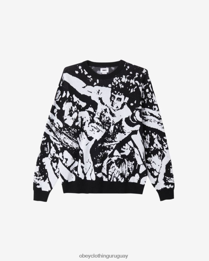 OBEY negro múltiple hombres suéter de surf multitud 28XT8J268