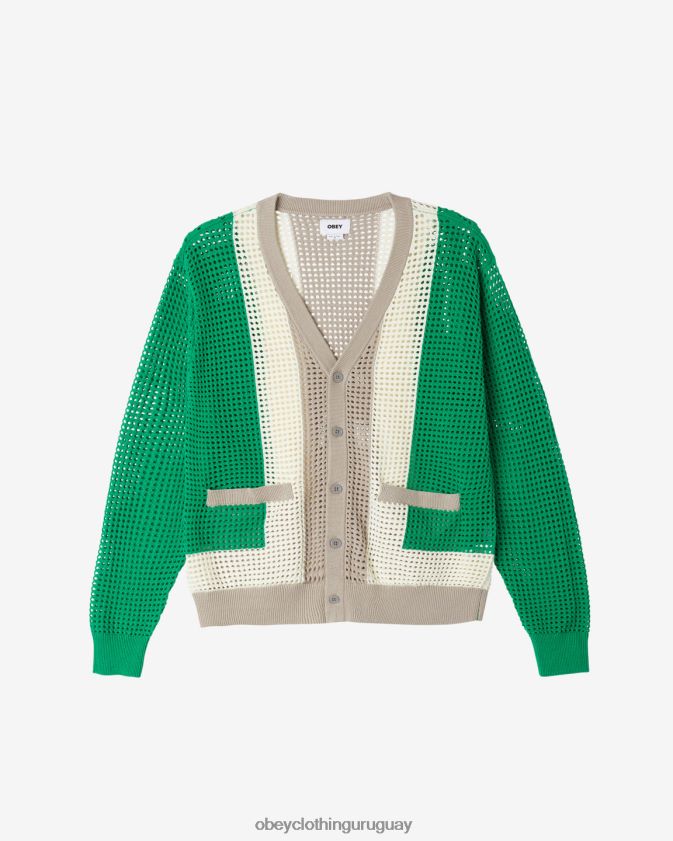 OBEY verde múltiple hombres cárdigan anderson años 60 28XT8J264