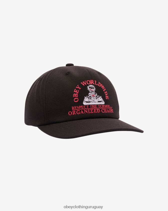 OBEY negro hombres snapback clásico caos de 6 paneles 28XT8J461