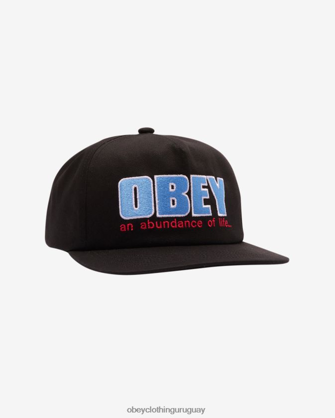 OBEY negro hombres snapback de 5 paneles de abundancia 28XT8J435