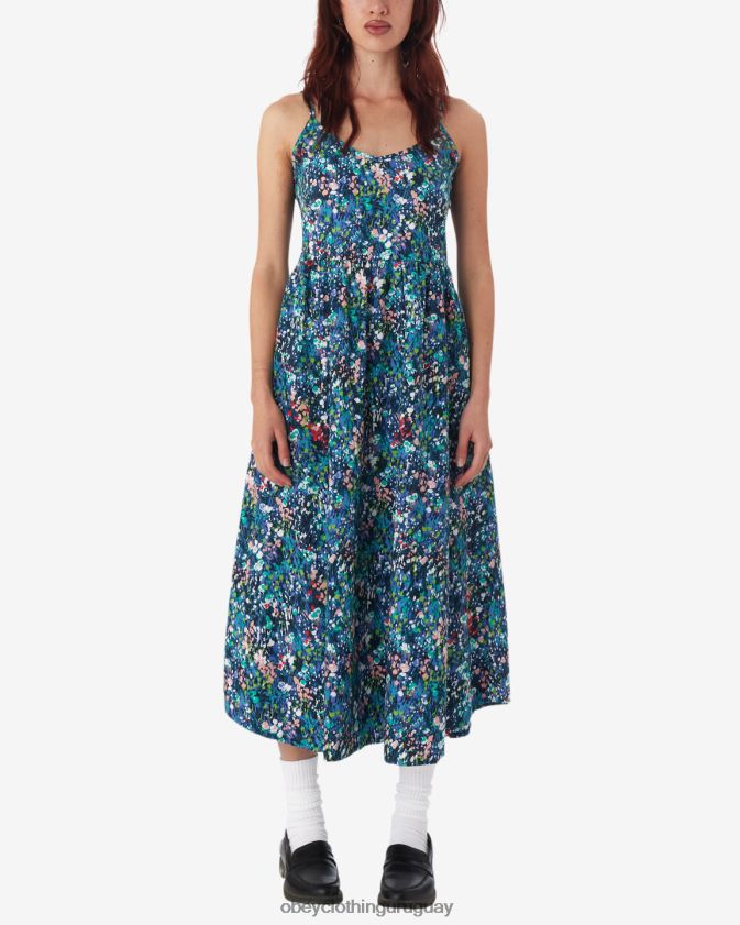 OBEY azul verdoso multicolor mujer vestido de jardín de primavera 28XT8J582