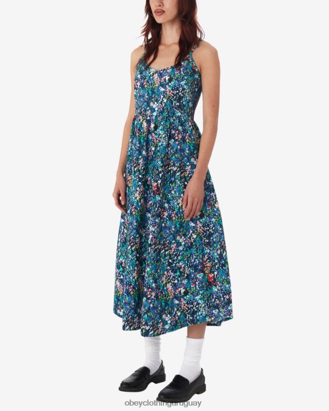 OBEY azul verdoso multicolor mujer vestido de jardín de primavera 28XT8J582