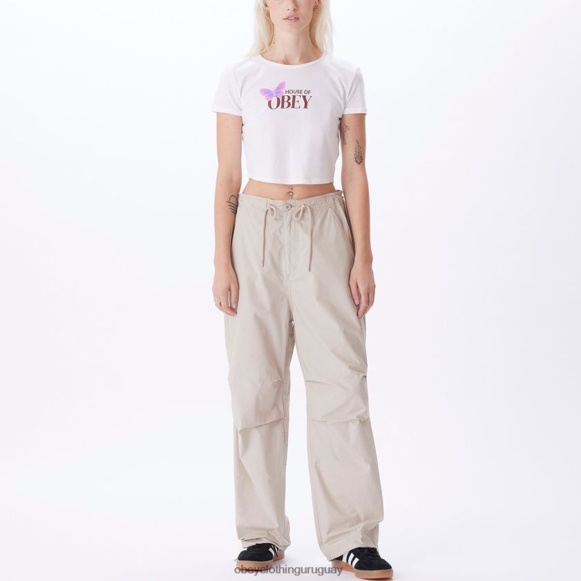 OBEY Gris plateado mujer pantalón de paracaídas mina 28XT8J690