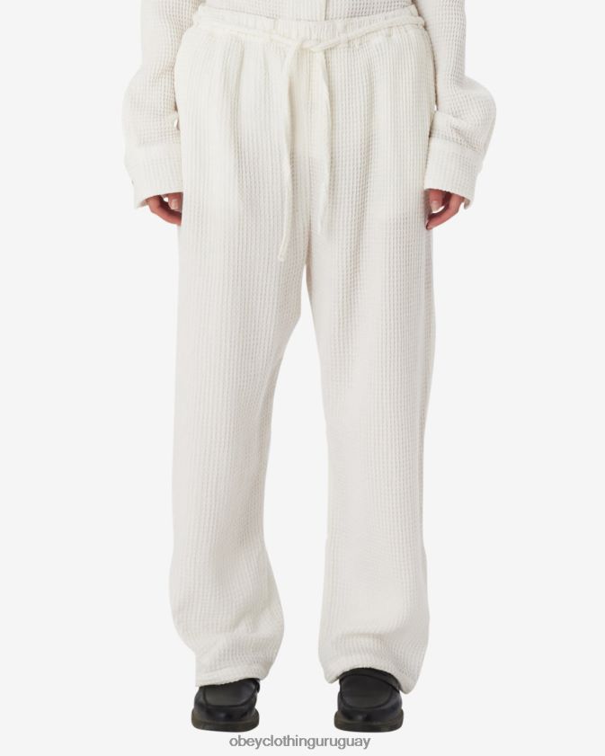 OBEY blanco apagado mujer pantalón camille waffle 28XT8J524