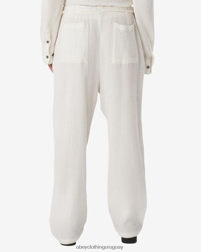 OBEY blanco apagado mujer pantalón camille waffle 28XT8J524