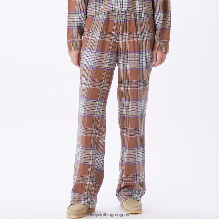 OBEY catechu madera multi mujer pantalón a cuadros max 28XT8J691