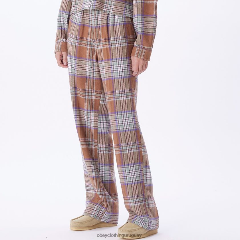 OBEY catechu madera multi mujer pantalón a cuadros max 28XT8J691