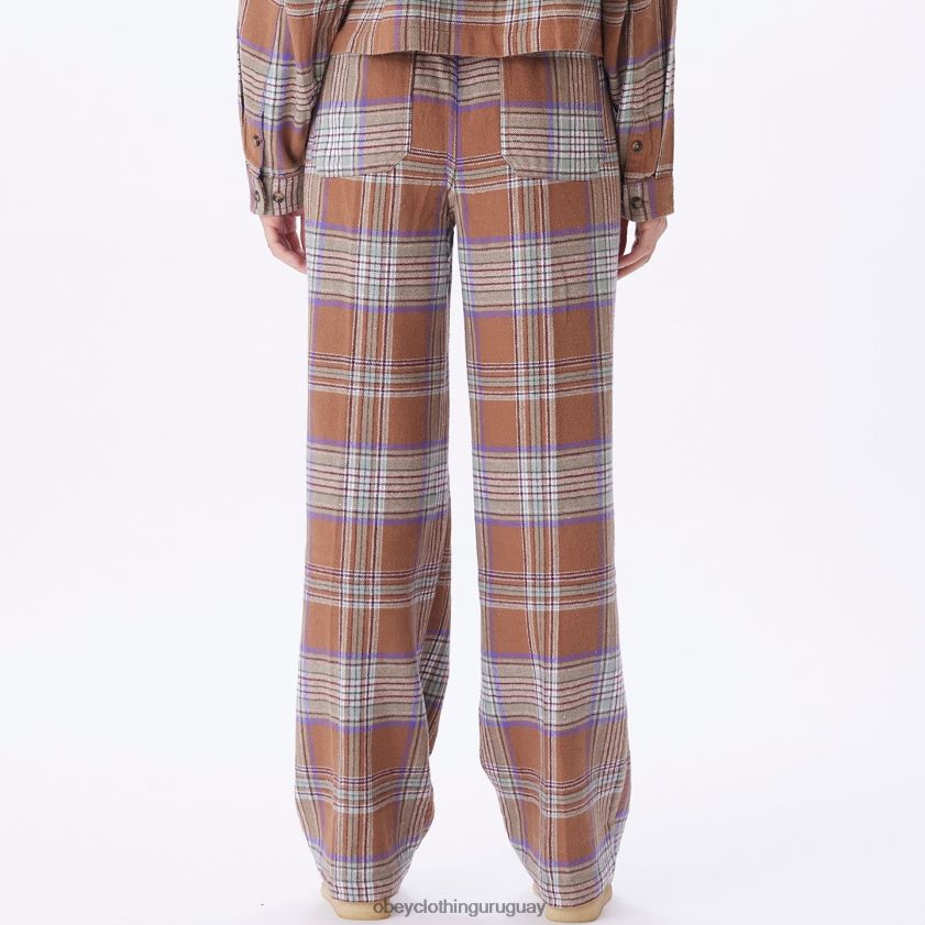OBEY catechu madera multi mujer pantalón a cuadros max 28XT8J691