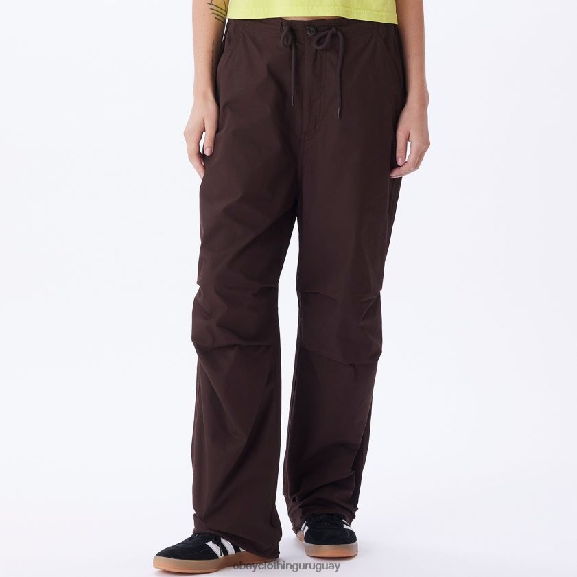 OBEY java marrón mujer pantalón de paracaídas mina 28XT8J689