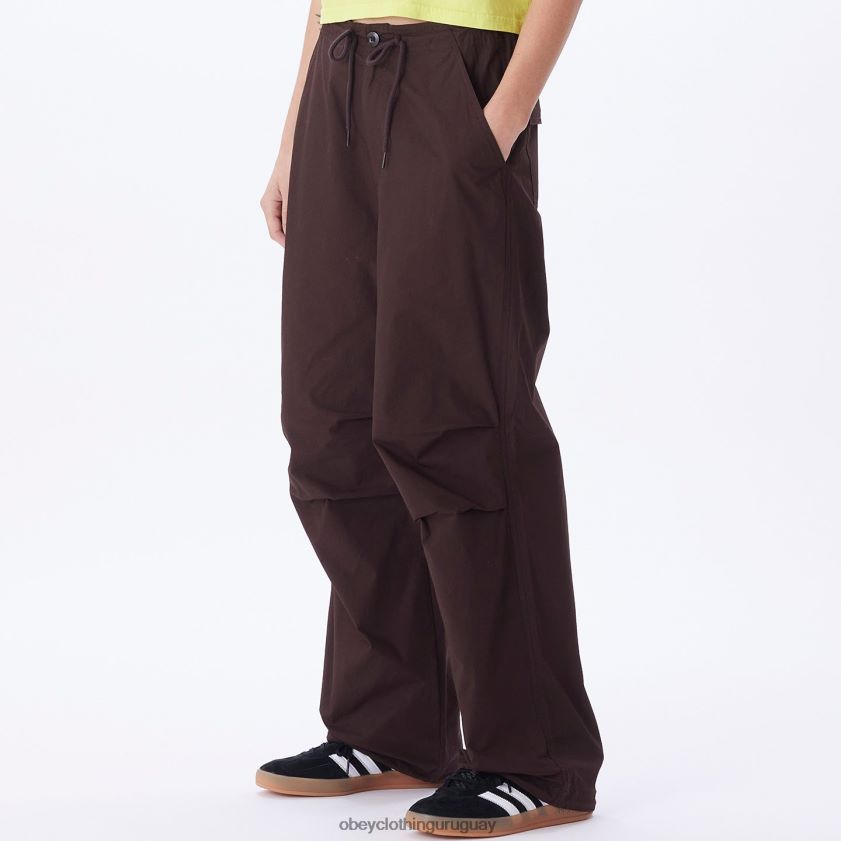 OBEY java marrón mujer pantalón de paracaídas mina 28XT8J689
