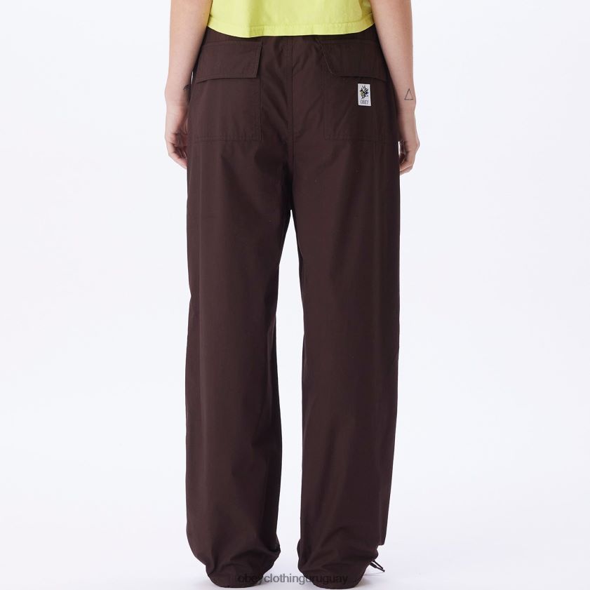 OBEY java marrón mujer pantalón de paracaídas mina 28XT8J689