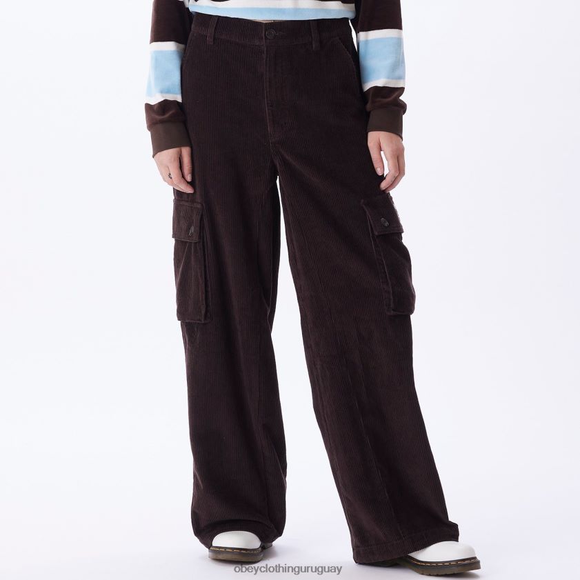 OBEY java marrón mujer pantalones cargo holgados andrea 28XT8J657