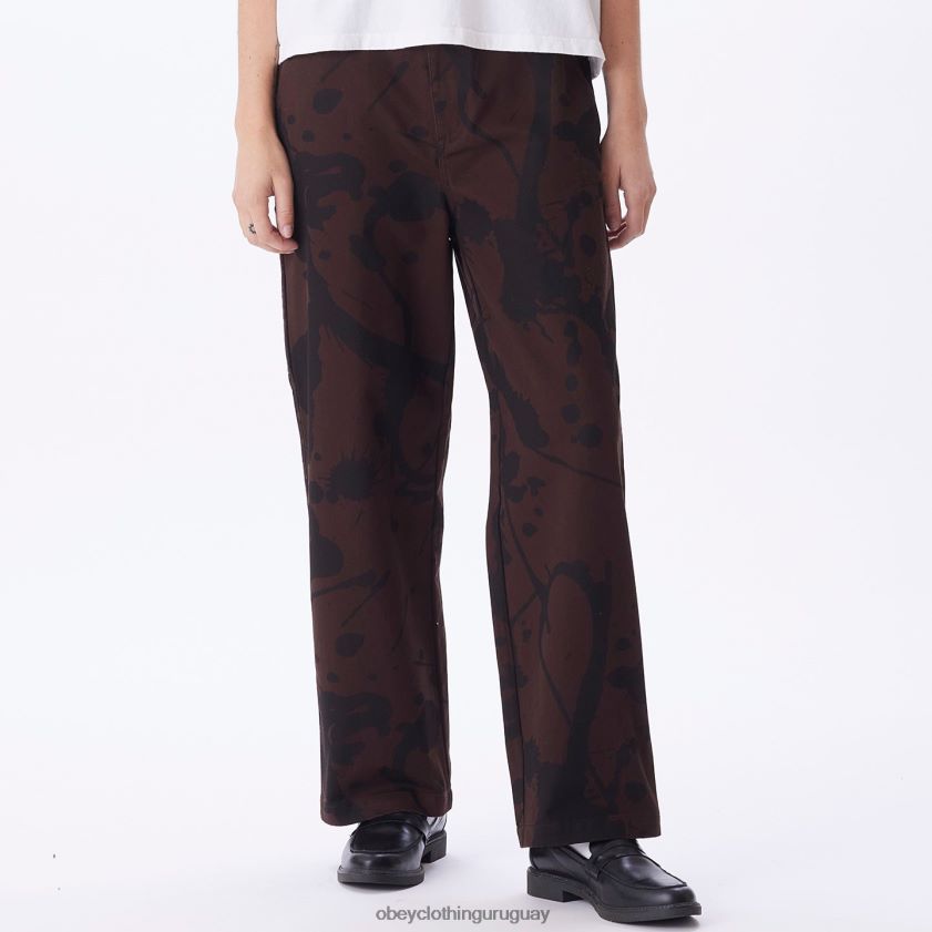 OBEY java marrón multi mujer pantalones de carpintero con estampado Brighton 28XT8J683
