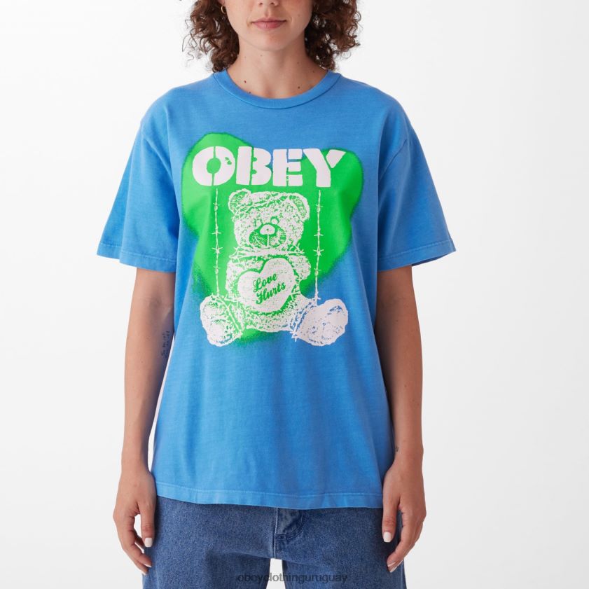 OBEY azul celeste mujer El amor duele camiseta de elección de pigmento 28XT8J739