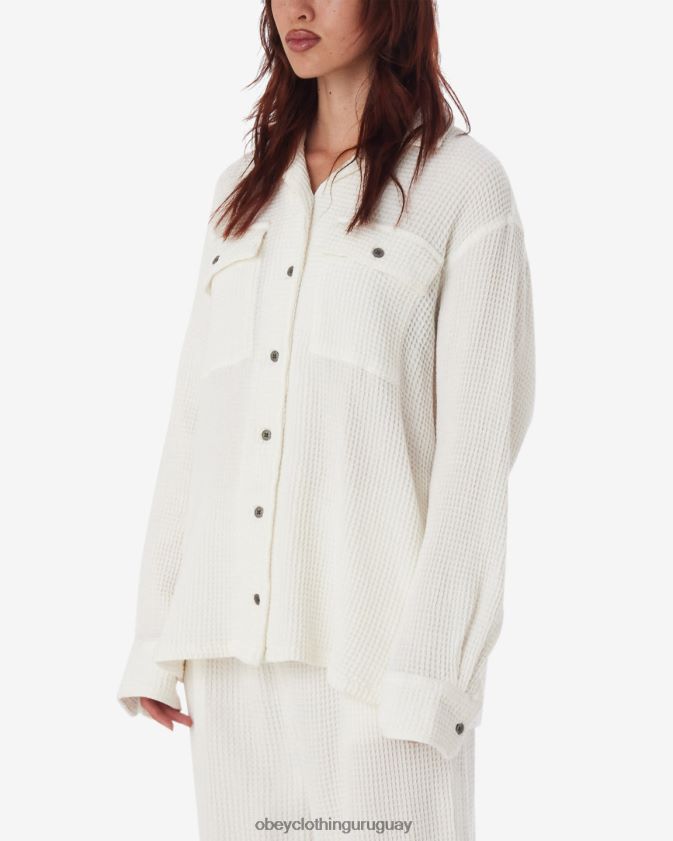 OBEY blanco apagado mujer camisa camille waffle 28XT8J554