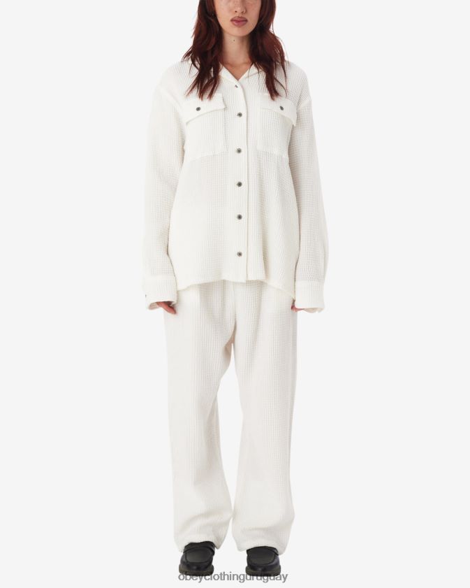 OBEY blanco apagado mujer camisa camille waffle 28XT8J554