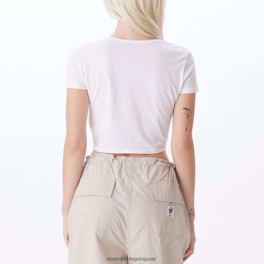 OBEY blanco mujer camiseta ajustada Chloe corta de House of Butterfly 28XT8J735