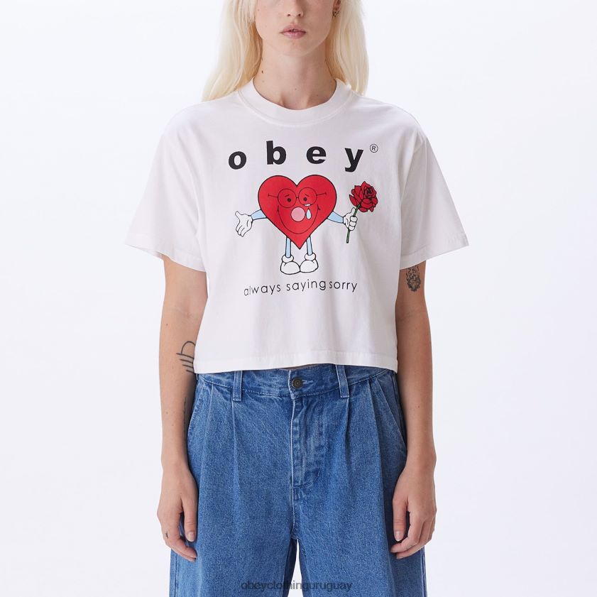 OBEY blanco mujer camiseta corta siempre diciendo lo siento el fin de semana 28XT8J733