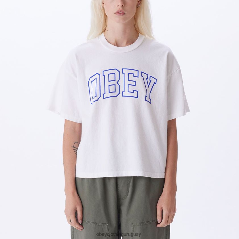 OBEY blanco mujer camiseta corta universitaria personalizada 28XT8J738