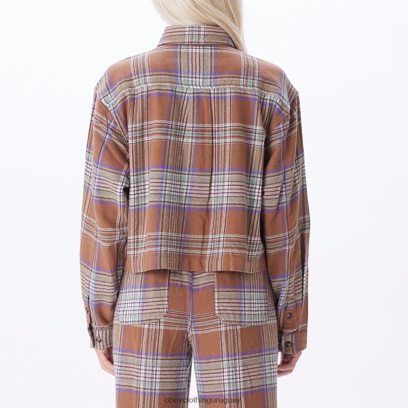 OBEY catechu madera multi mujer camisa de franela máxima 28XT8J705