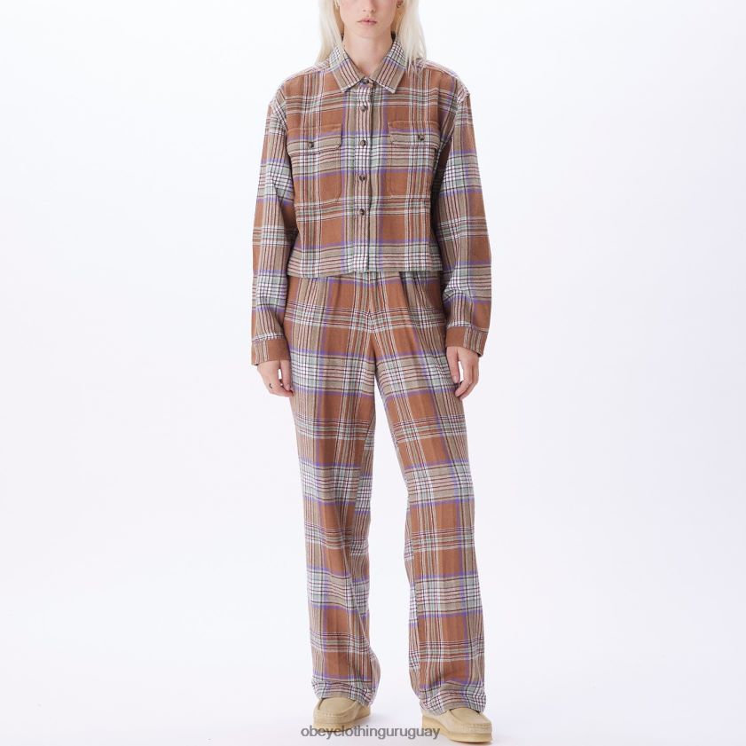 OBEY catechu madera multi mujer camisa de franela máxima 28XT8J705